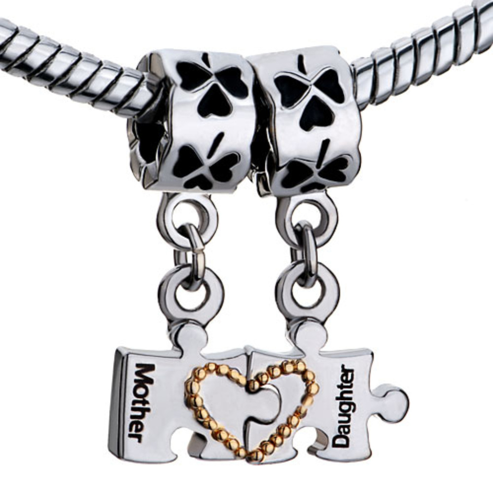 Pugster Mother Daughter Puzzle Mother's Day charm -Fits Pandora